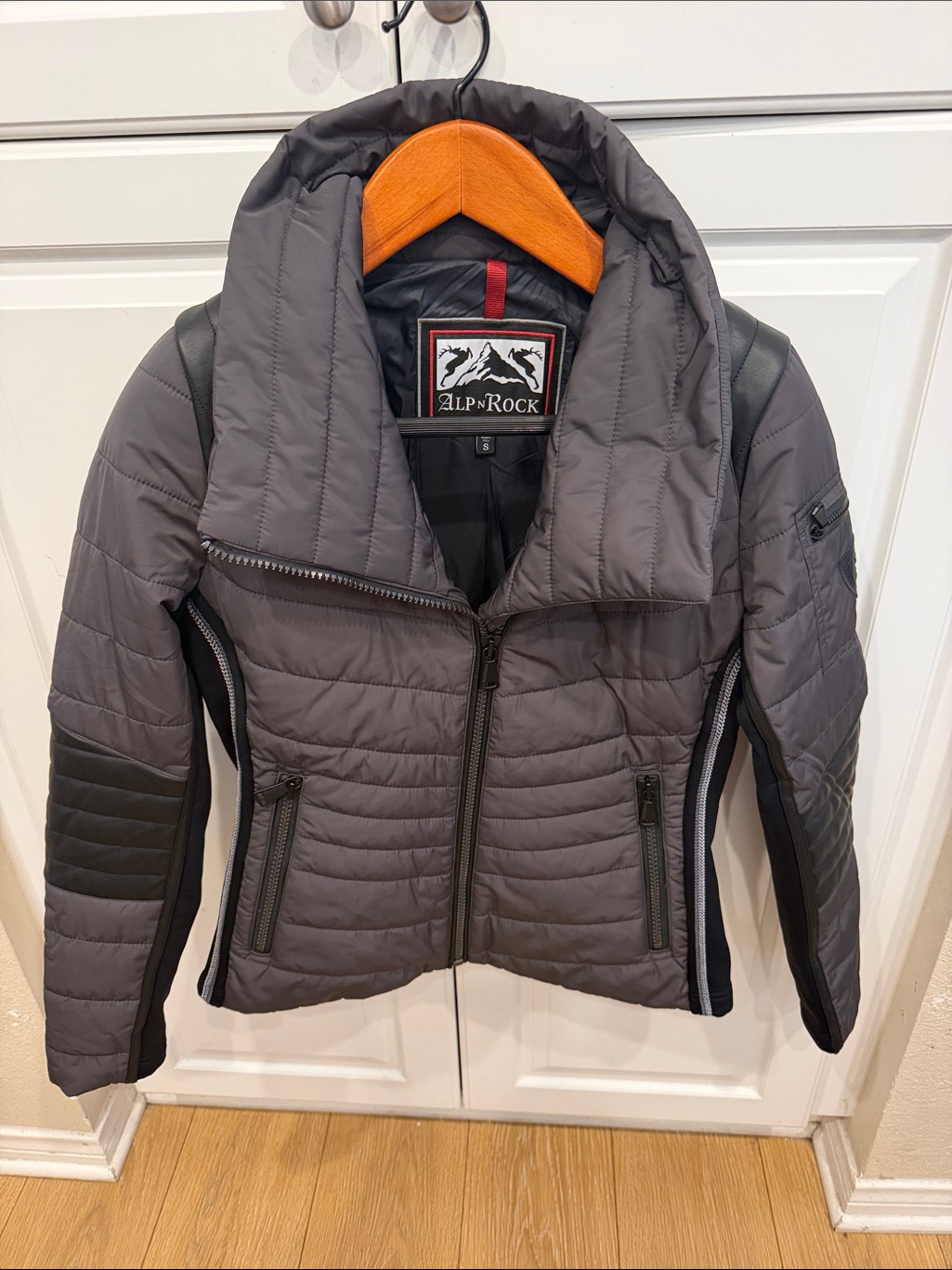 Alp N Rock Gray Quilted Mixed-Material Jacket